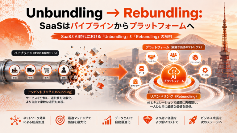 Unbundling → Rebundling：SaaSは「Pipeline」から「Platform」へ。